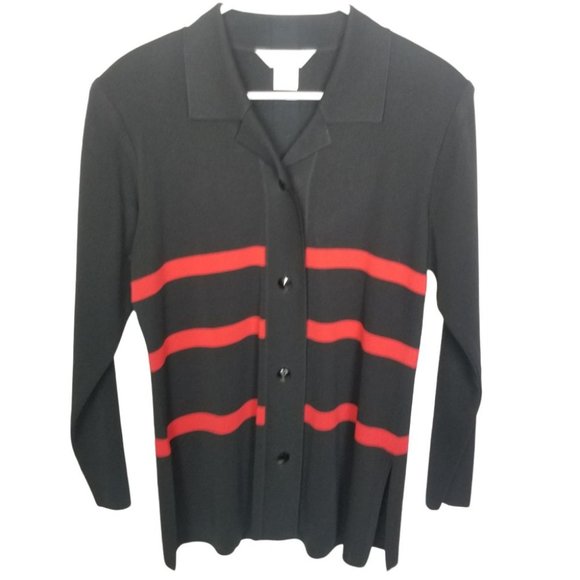 Exclusively Misook Womens S Lux Red Button Up Knit - Picture 1 of 8